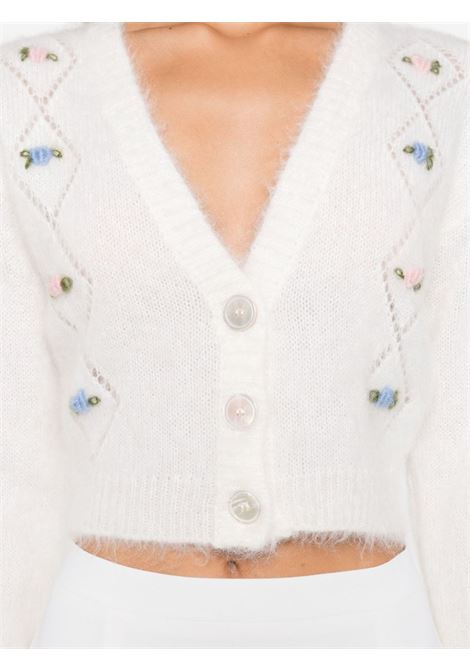 White floral-embroidered button cardigan Alessandra Rich - women ALESSANDRA RICH | FABX4183K46039001